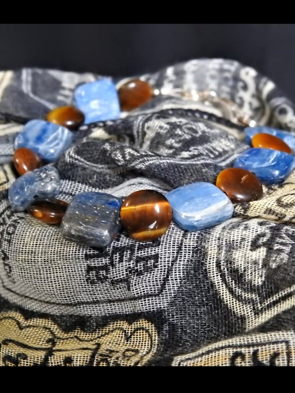 Brown and Blue Gemstone Bracelet - Stunning Handcrafted Jewelry Piece